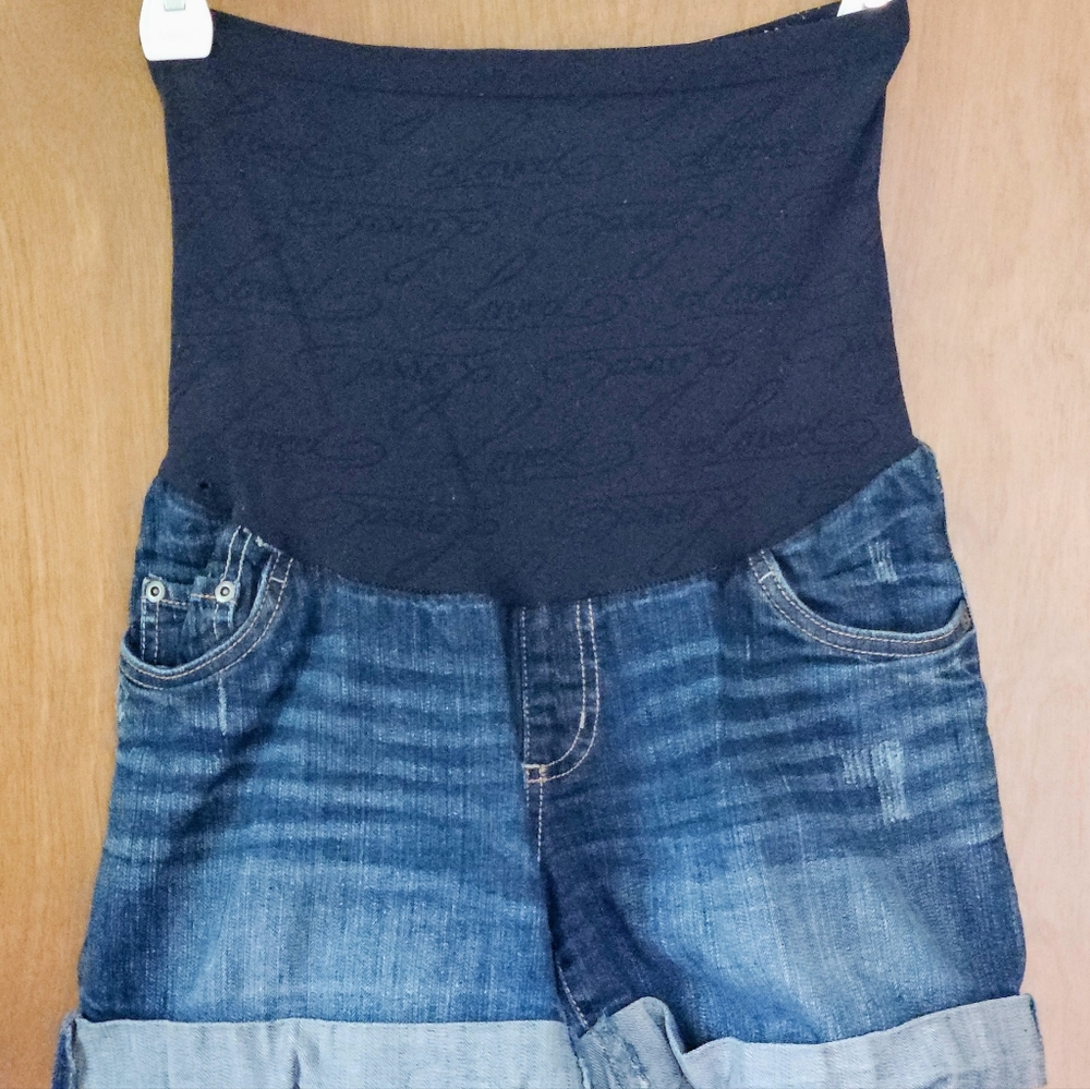 Loved By Heidi Klum Maternity Blue Denim Jean Shorts Women's Size Medium